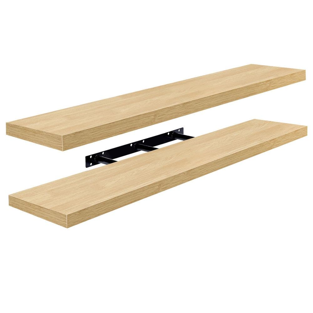2 Pack Extra Long Floating Shelves for Wall, 47 in. W x 9.25 in. D Maple Wo