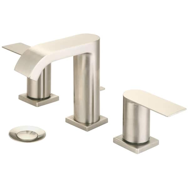 Unbranded i4 8 in. Widespread 2-Handle Bathroom Faucet with 50/50 Drain in Brushed Nickel