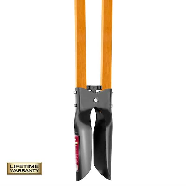47 in. L Wood Handle Carbon Steel Post Hole Digger with Grip