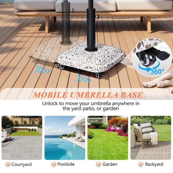 45 lbs. Concrete Square Patio Umbrella Base in Cobblestone with Wheels