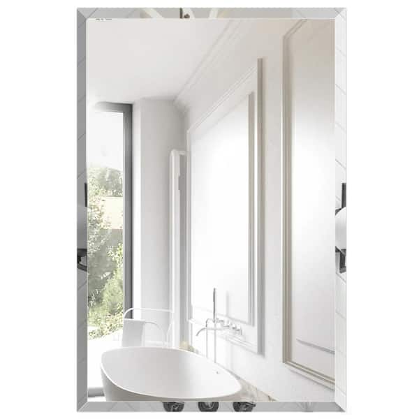 Plastic Bathroom Medicine Cabinet with Mirror, 16" W x 20" H Rectangular Vanity Cabinet with 2 Adjustable Shelves, White
