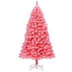 6.5 ft. Artificial Snow Flocked Pink Christmas Tree Unlit Xmas PVC Tree