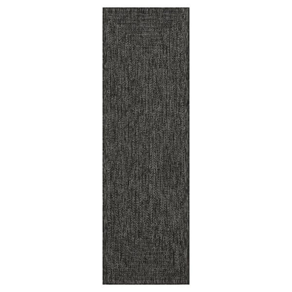 PLAYA RUG Viola Black 2 ft. x 8 ft. Indoor/Outdoor Area Rug