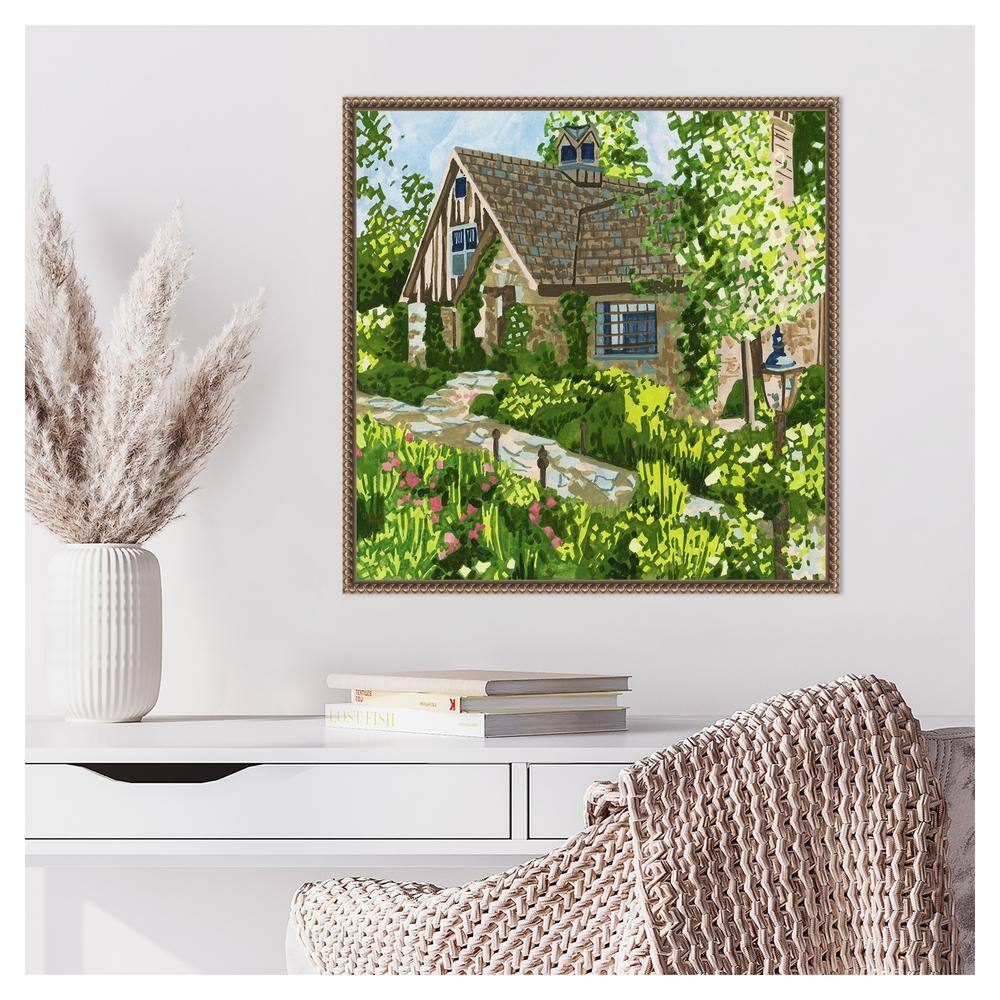 Melissa Wang Bronze Framed Cottage Garden Canvas Print