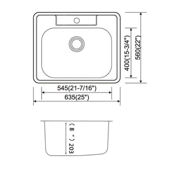 Stainless Steel Farmhouse Apron Front Laundry Sink - 25 in. x 22 in. x 8 in.