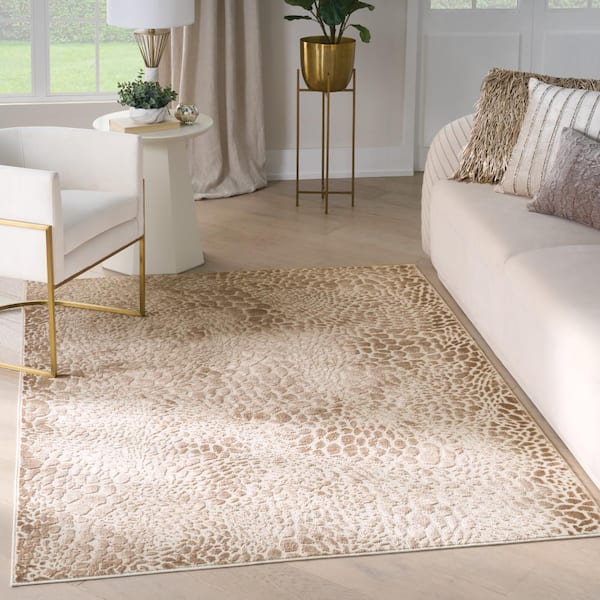 Desire Camel Silver 4 ft. x 6 ft. Animal print Contemporary Area Rug