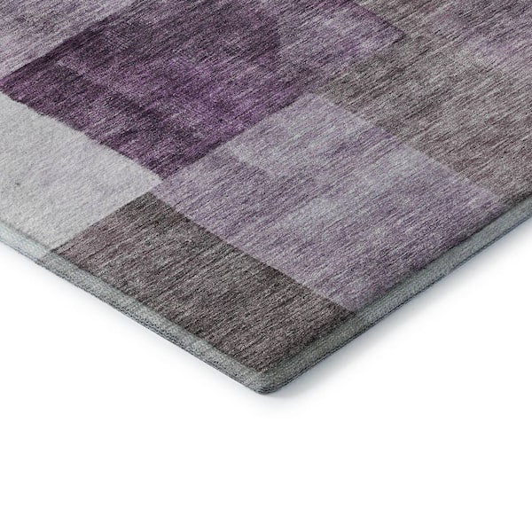 Mayfield Premium Machine Washable Abstract AMF1190 Eggplant 8 ft. x 10 ft. Area Rug