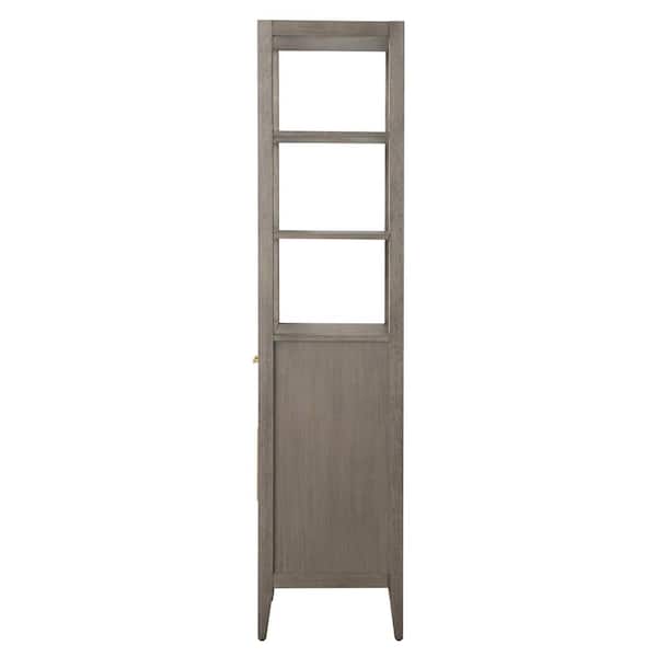 Vanity Art 21 in. W x 17 in. D x 72 in. H Brown MDF Floor Standing Linen Cabinet with Soft Close Door in Driftwood Gray/GB