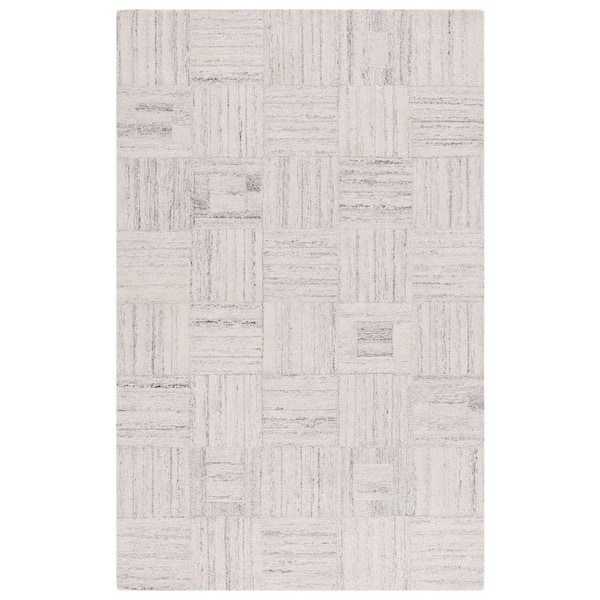 Abstract 8 ft. x 10 ft. Gray Geometric Abstract Grid Area Rug