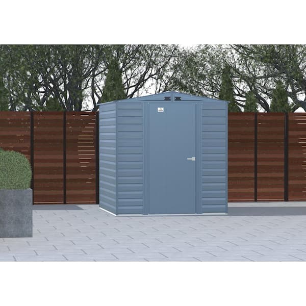 Select 6 ft. W x 7 ft. D Blue Grey Metal Shed 39 sq. ft.
