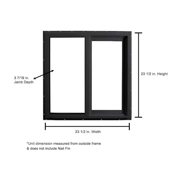23.5 in. x 23.5 in. Select Series Vinyl Horizontal Sliding Left Hand Black Window with White Int, HP2+ Glass and Screen