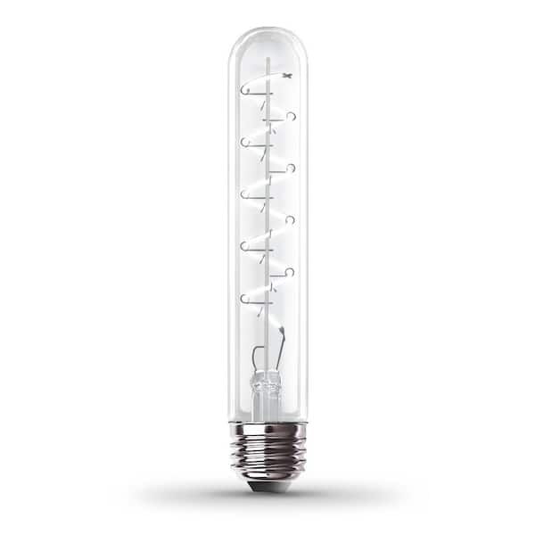 Feit Electric 40-Watt Equivalent T10 Dimmable Spiral Filament Large Clear Glass E26 Vintage Edison LED Light Bulb, Daylight