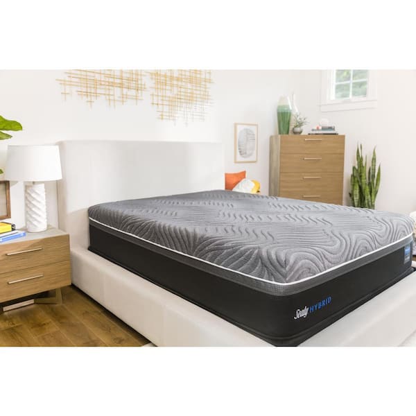 Sealy Hybrid Premium Silver Chill Full 14 in. Plush Mattress with 5 in. Low Profile Foundation