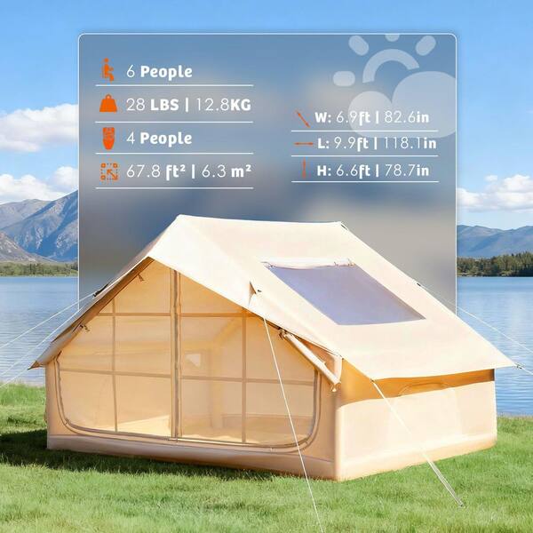 DSNAPE Inflatable Series 4-Person Oxford Camping Tent, 4-Season
