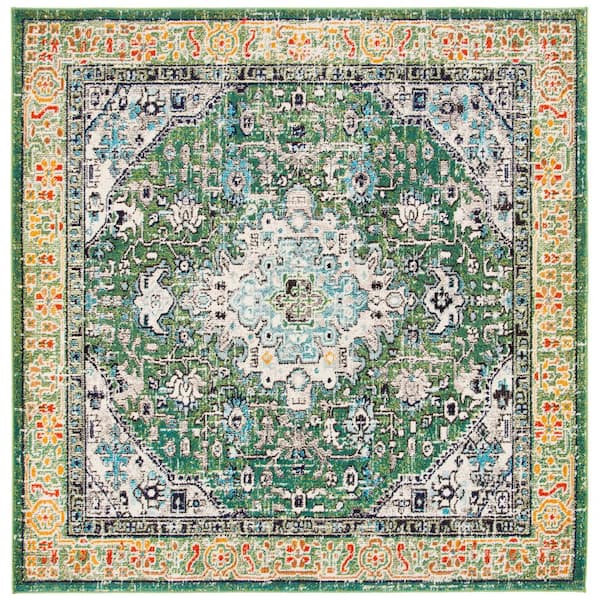 Madison Green/Turquoise Doormat 3 ft. x 3 ft. Square Area Rug