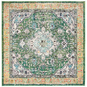 Madison Green/Turquoise 5 ft. x 5 ft. Square Area Rug