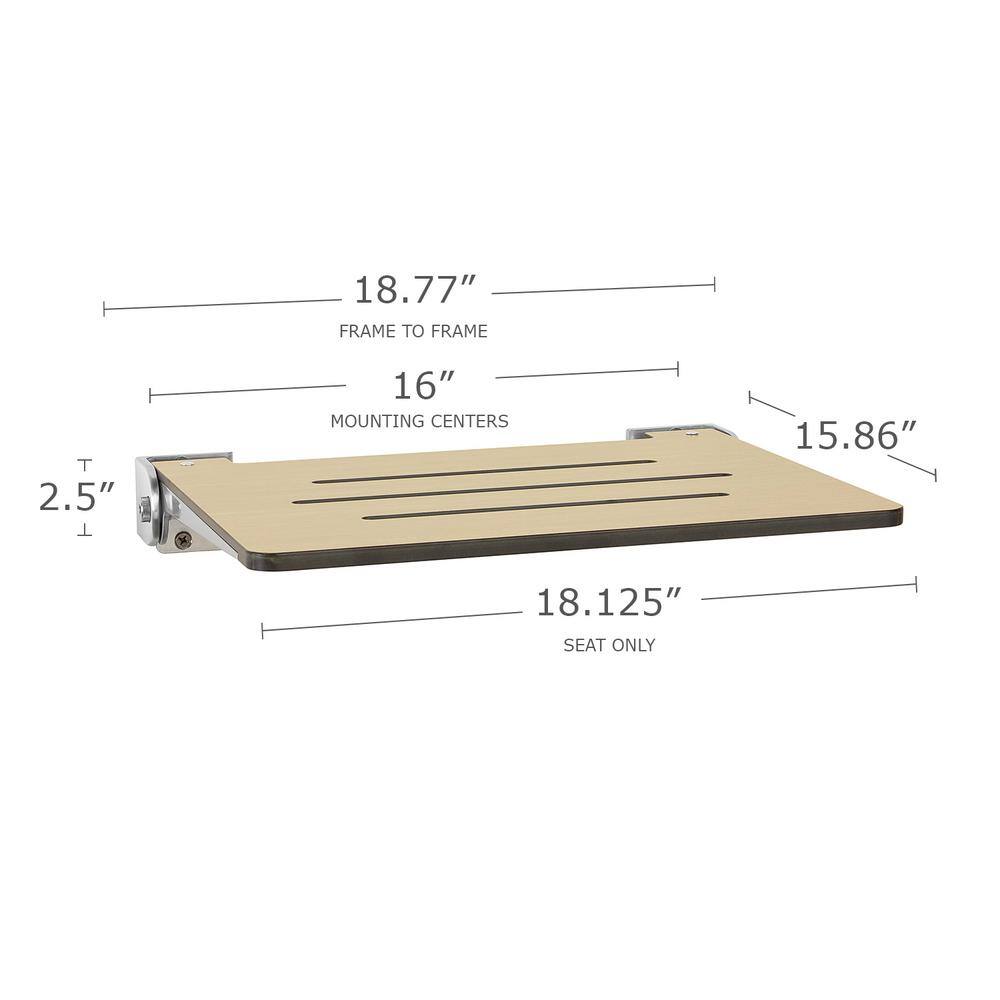Urban Chic Teak Folding Wall Mount Shower Bench with Silver Frame