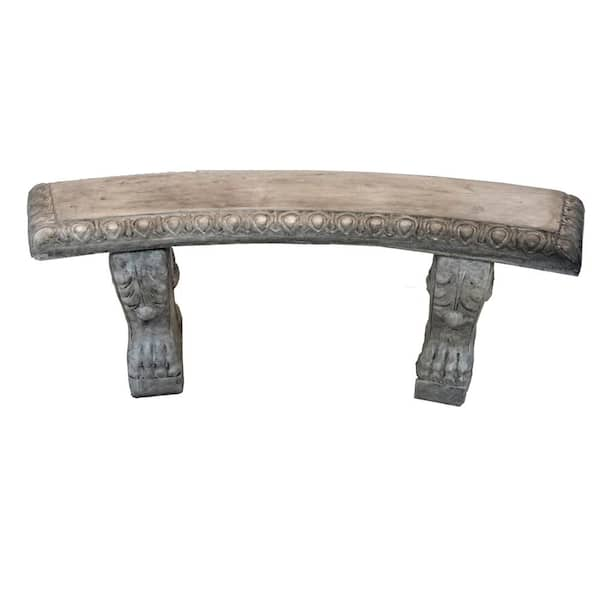 Athens Stonecasting Large Swag Edge Concrete Curved Garden Bench with Claw Legs