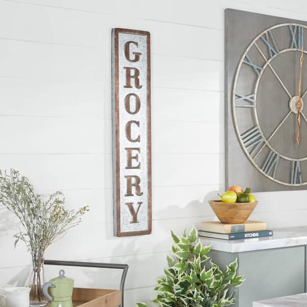Litton Lane Brown Metal Farmhouse Sign Wall Decor 36 in. x 7 in.