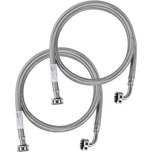 4 ft. Braided Stainless Steel Washing Machine Hoses with Elbow (2-Pack)