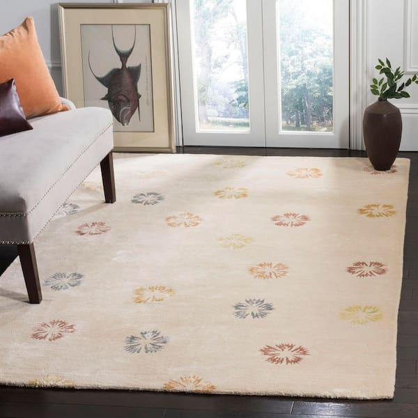 Martha Stewart 9 ft. x 12 ft. Blush/Beige Floral Relief Area Rug