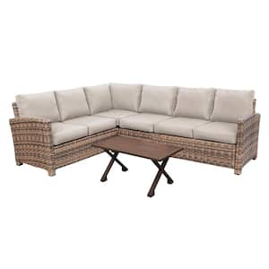 Dalton 5-Piece Wicker Outdoor Sectional with Sunbrella Cast Ash Cushions