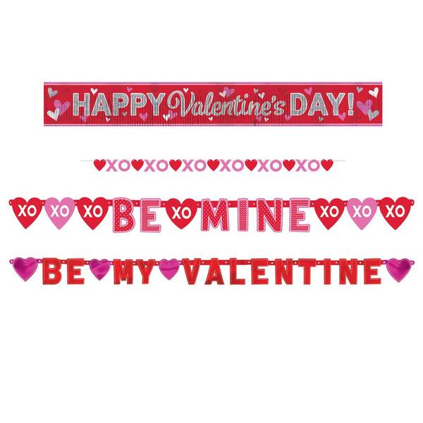 Amscan 8 in. Valentine's Day Banner Assortment (4-Count, 2-Pack)