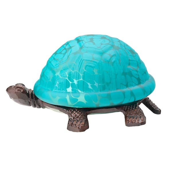 Turtle 4 .75 in. Aqua and Antique Bronze Novelty Accent Lamp