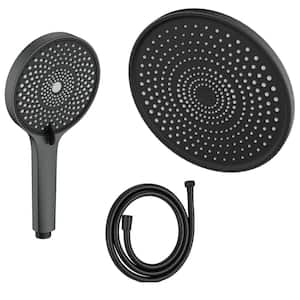 3-Spray Patterns 5 in. Ceiling Mount Handheld Shower Head with 12 in. Round Rain Head Replacement in Matte Black