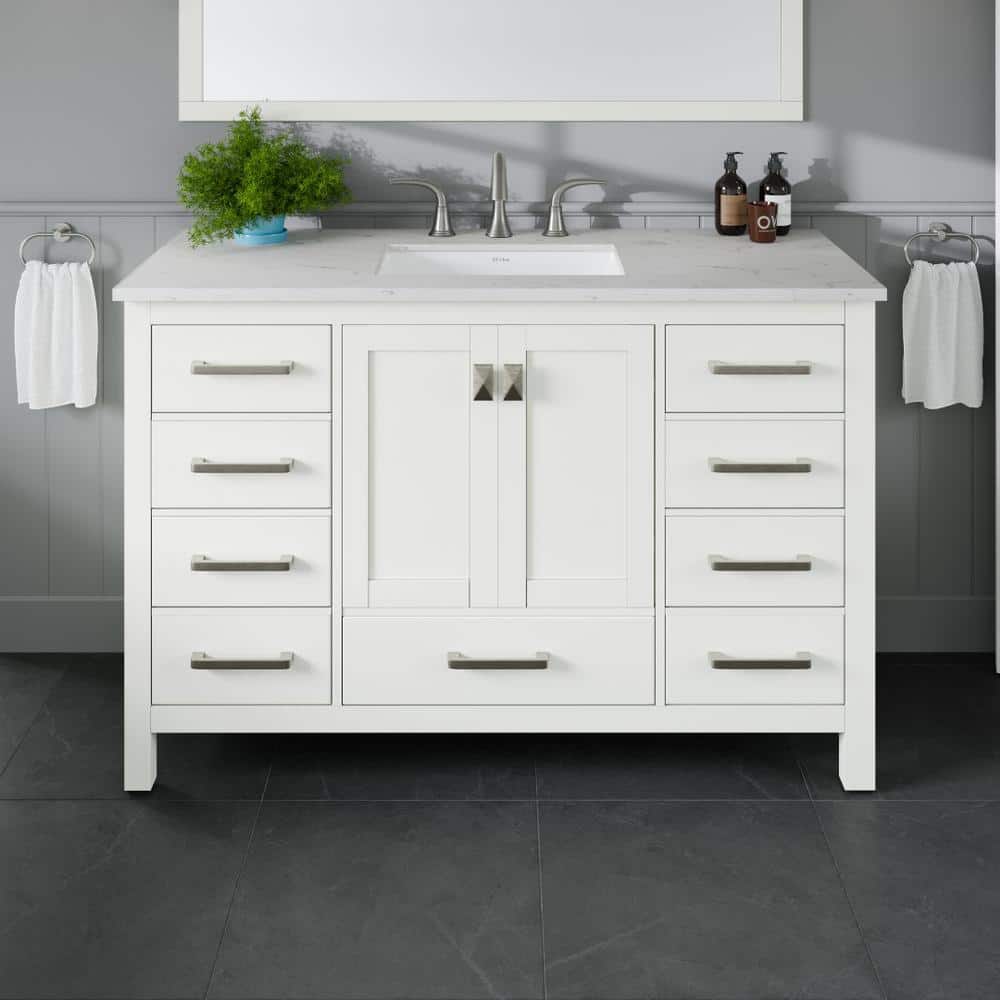 Aberdeen 48 in. Single Sink White Bath Vanity with White Carrara Quartz Top (Assembled) price history on PriceWatchPro