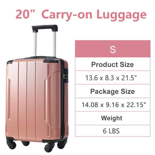 Merax 21.5 in. Rose Pink ABS Hardside Luggage Double Spinner