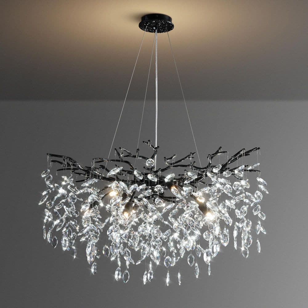 YUYI Modern Chandelier 31 in. 10-Light Black Chandelier for