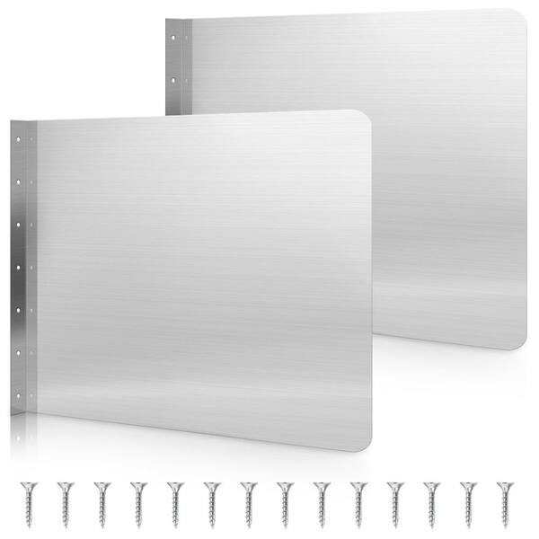 26 in. x 20 in. Stainless Steel Wall-Mount Side Splash Guard for Kitchen and Utility Sinks, 2-Pack