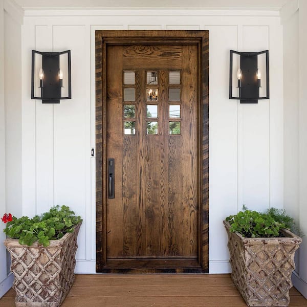 Modern Industrial 16 in. 2-Light Black Geometric Metal Wall Sconces