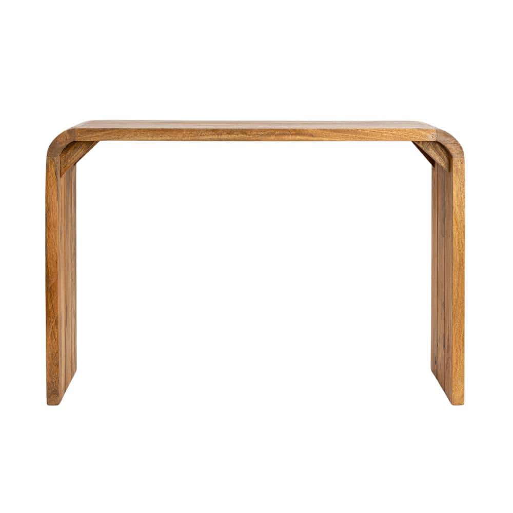 Natural Mango Wood Waterfall Edge Console Table with Storage