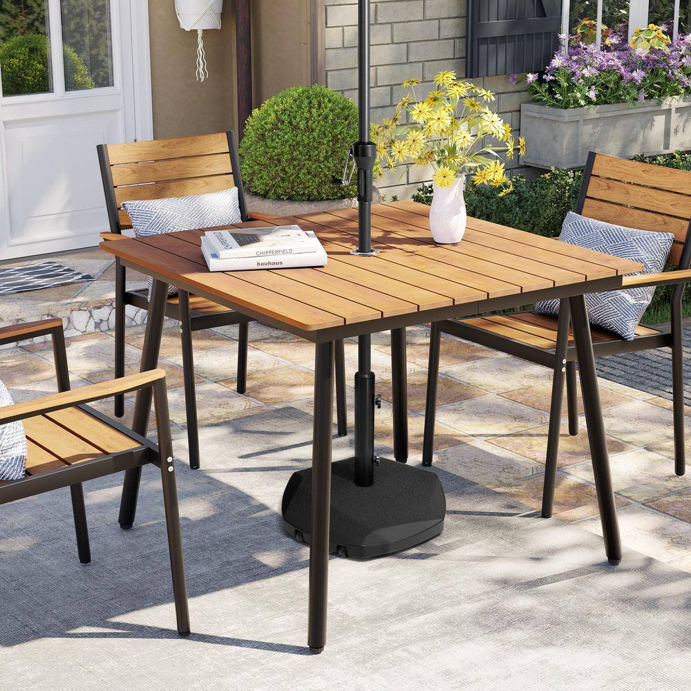 Pellebant 37 in. Brown Rectangular Aluminum Outdoor Patio Dining Table with WoodLike Tabletop