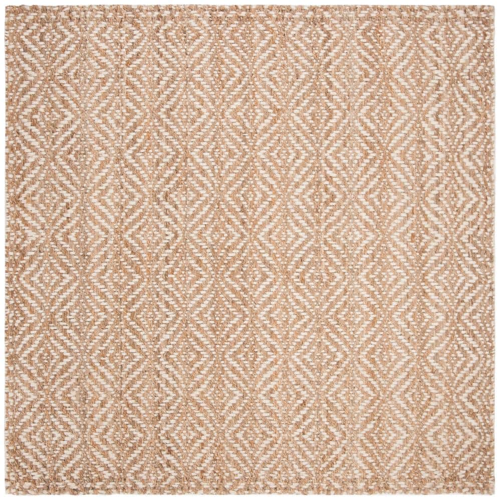 Ivory Natural Fiber 7' x 7' Square Hand-Knotted Rug