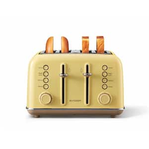 4-Slice Metal Wide Slot Toaster with 7 Shade Settings Yellow Extra Wide Slots for Bagels & Waffles