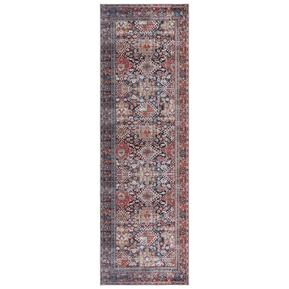 Tucson Navy/Rust 3 ft. x 16 ft. Machine Washable Floral Border Runner Rug price history on PriceWatchPro