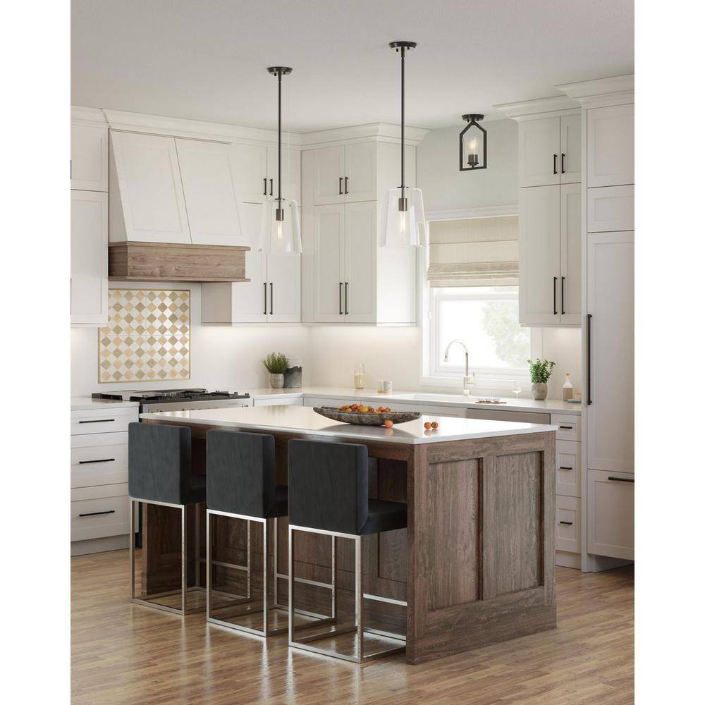Vertex Matte Black and Clear Glass Semi-Flush Mount Light