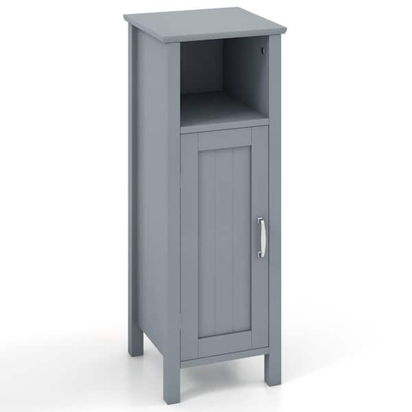 12 in. W x 12 in. D x 31.5 in. H Gray Freestanding Bathroom Linen Cabinet with Adjustable Shelves, Anti-Tipping Design