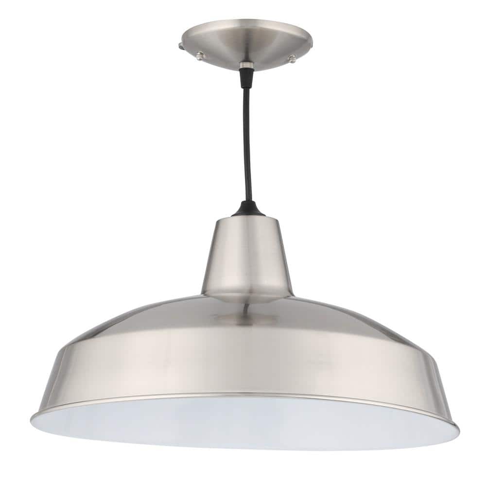 Brushed Nickel Industrial Warehouse Pendant Light