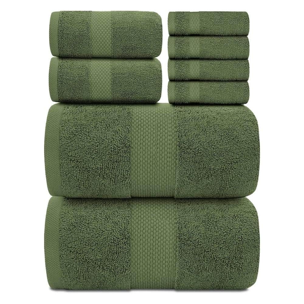 8-Piece Forest Green 100% Combed Cotton Towel Set JOLT8 - The Home