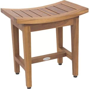 Patened 18 in x 12 in Maluku Lotus Freestanding Teak Shower Bench Walk In Shower Seat