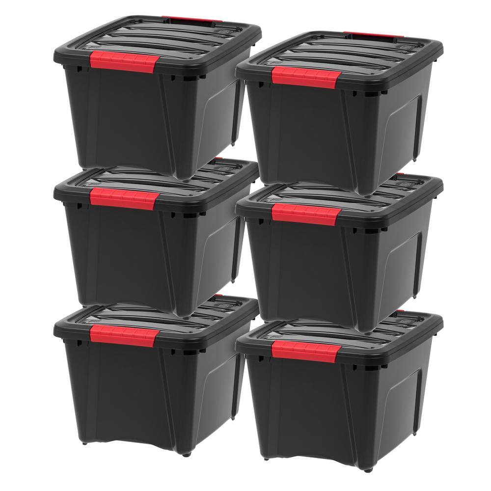 IRIS 19 Qt. Stack and Pull Storage Box in Black (6Pack) 5882536PK The Home Depot