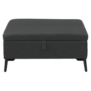 Linden Black Square Storage Ottoman