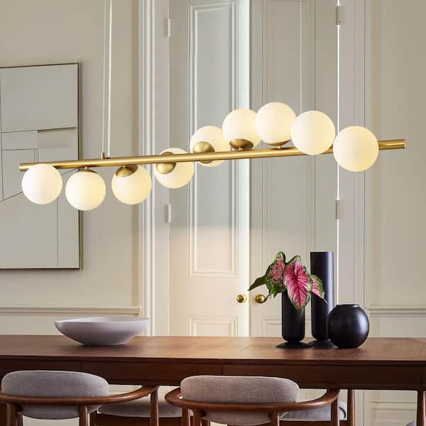 Reenat 9-Light Modern Linear Glass Globe Bubble Pendant Light for Kitchen Island