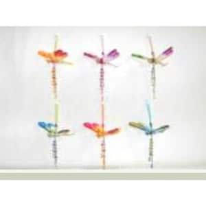 6 in. Acrylic Dragonfly Ornaments with Beaded Tassel in 6 Assorted Colors