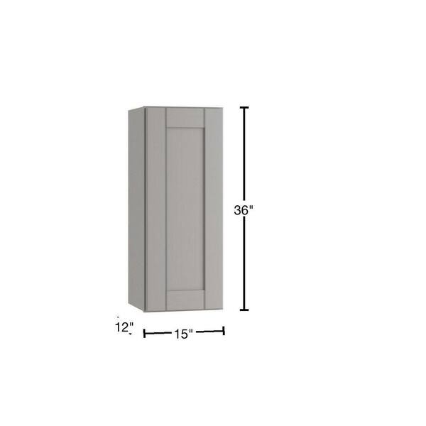 Contractor Express Cabinets Arlington Veiled Gray Plywood Shaker Stock Assembled Wall Kitchen Cabinet Soft Close 15 in W x 12 in D x 36 in H