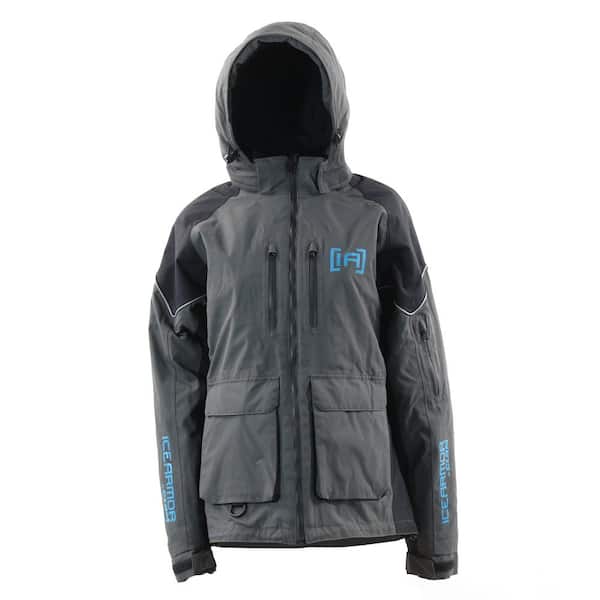 Clam Ice Armor Women's Rise Float Parka XLarge, Black/Gray/Teal